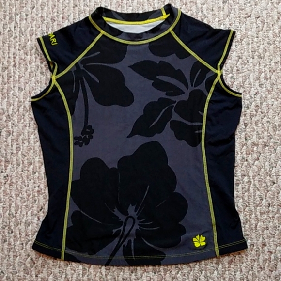 Hapari black and yellow tropical print Swimwear top - Picture 1 of 5
